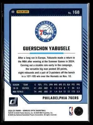 2024-25 Donruss Optic #168 Guerschon Yabusele Base Philadelphia 76ers - Basketball Card Single
