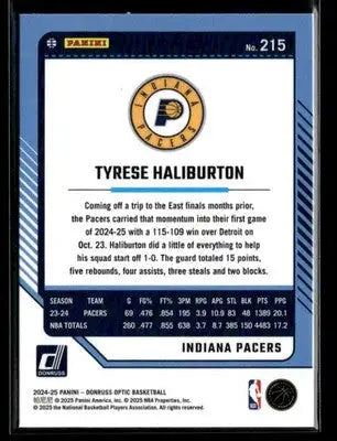 2024-25 Donruss Optic #215 Tyrese Haliburton - Basketball Card Single