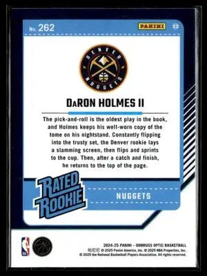 2024-25 Donruss Optic #262 DaRon Holmes II Base RC Denver Nuggets - Basketball Card Single
