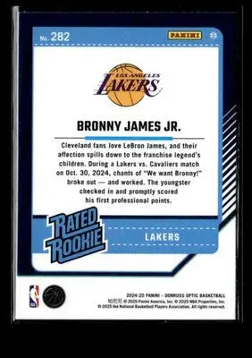 2024-25 Donruss Optic #282 Bronny James Jr. - Basketball Card Single