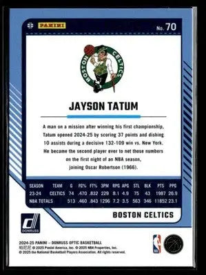 2024-25 Donruss Optic #70 Jayson Tatum Base Boston Celtics - Basketball Card Single