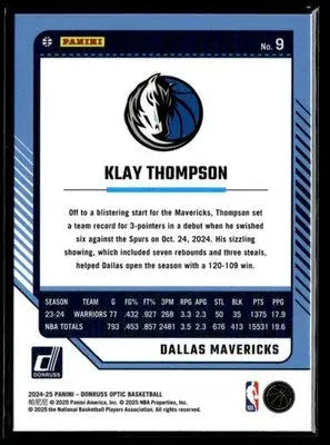 2024-25 Donruss Optic #9 Klay Thompson - Basketball Card Single