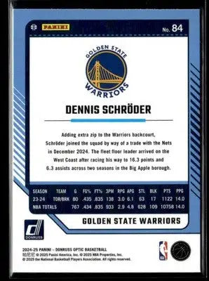 2024-25 Donruss Optic Dennis Schroder #84 Golden State Warriors