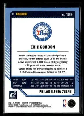 2024-25 Donruss Optic Eric Gordon #189 Philadelphia 76ers