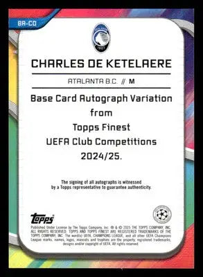 2024-25 Finest UEFA Club #BA-CD Charles De Ketelaere Magenta Refr Auto - #55/75 - Soccer Card Single