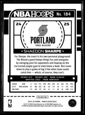 2024-25 Hoops #184 Shaedon Sharpe Texture