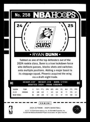 2024-25 Hoops #258 Ryan Dunn - Basketball Card Single