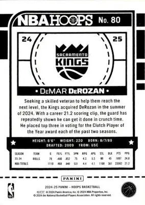 2024-25 Hoops #80 DeMar DeRozan - Basketball Card Single