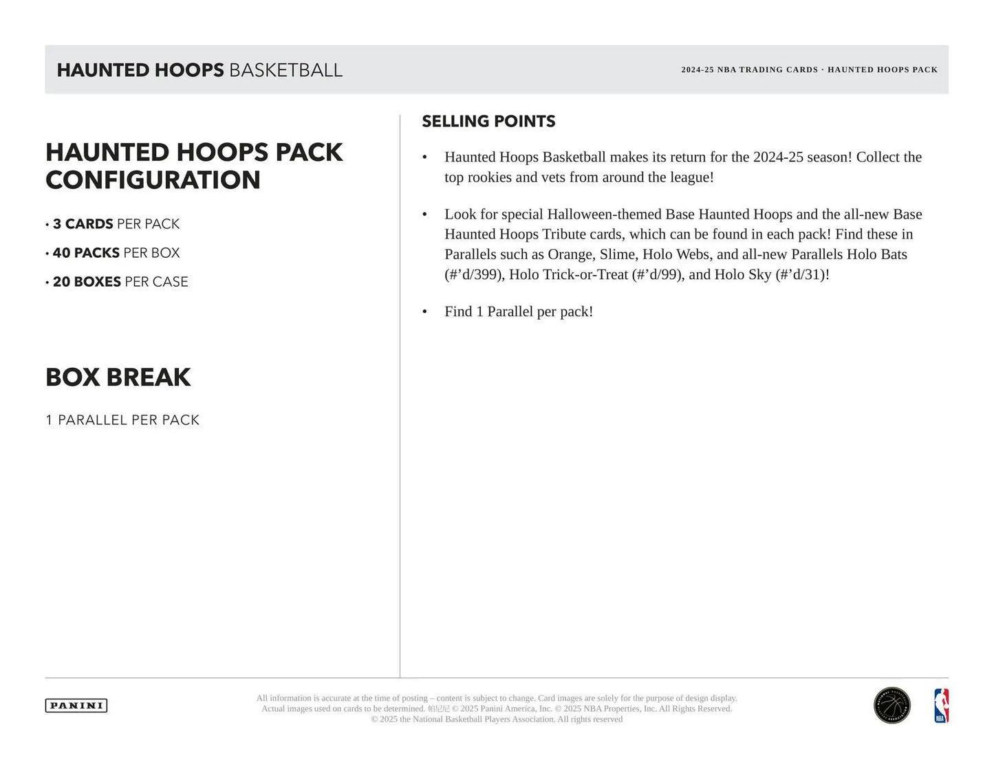 2024/25 Panini Haunted Hoops Halloween Basketball | Columbia Sports Cards - Sports Card Hobby Boxes