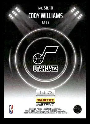 2024-25 Panini Instant NBA Spotlight Rookies #SR.10 Cody Williams Print Run:170 - Basketball Card Single