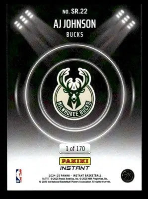 2024-25 Panini Instant NBA Spotlight Rookies #SR.22 AJ Johnson Milwaukee Bucks - Basketball Card Single