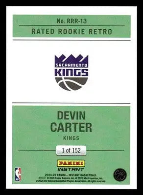 2024-25 Panini Instant #RRR-13 Devin Carter Rated Rookie Retro #/152 - Basketball Card Single