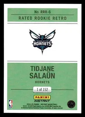 2024-25 Panini Instant #RRR-6 Tidjane Salaun Rated Rookie Retro PR 152 Hornets - Basketball Card Single