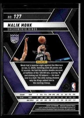 2024-25 Panini Mosaic #127 Malik Monk - Basketball Card Single