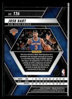 2024-25 Panini Mosaic #136 Josh Hart Base New York Knicks - Basketball Card Single