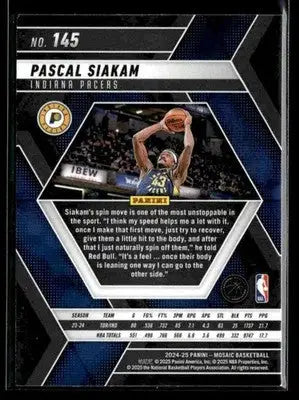 2024-25 Panini Mosaic #145 Pascal Siakam Base Indiana Pacers - Basketball Card Single