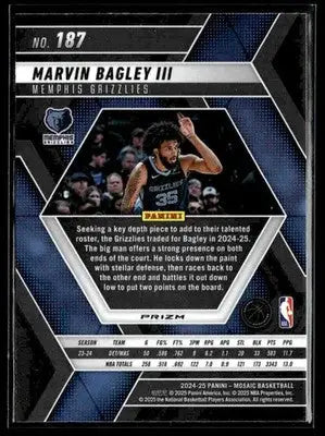 2024-25 Panini Mosaic #187 Marvin Bagley III Silver Mosaic Memphis Grizzlies - Basketball Card Single
