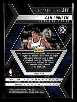 2024-25 Panini Mosaic #211 Cam Christie Pink Mosaic #/175 Los Angeles Clippers - Basketball Card Single