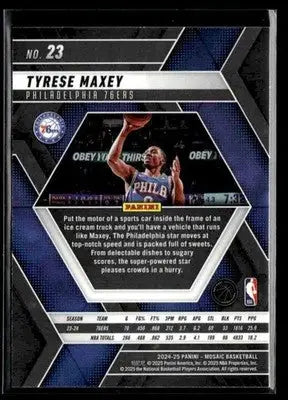 2024-25 Panini Mosaic #23 Tyrese Maxey Base Philadelphia 76ers - Basketball Card Single