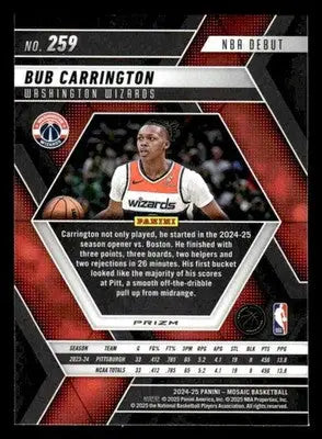 2024-25 Panini Mosaic #259 Bub Carrington Premium - Basketball Card Single
