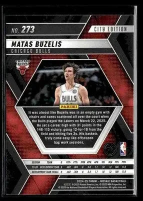 2024-25 Panini Mosaic #273 Matas Buzelis City Edition Base RC Chicago Bulls - Basketball Card Single