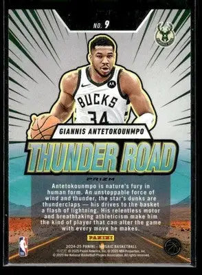 2024-25 Panini Mosaic Giannis Antetokounmpo #9 Mosaic Prizm Thunder Road Bucks - Basketball Card Single