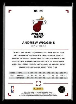 2024-25 Panini PhotoGenic #59 Andrew Wiggins Base Miami Heat