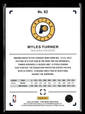 2024-25 Panini PhotoGenic #82 Myles Turner - Basketball Card Single