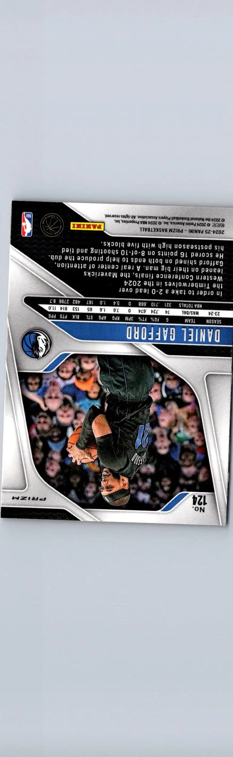 Daniel Gafford basketball card 2024-25 Panini Prizm Gafford Prisms Orange Ice