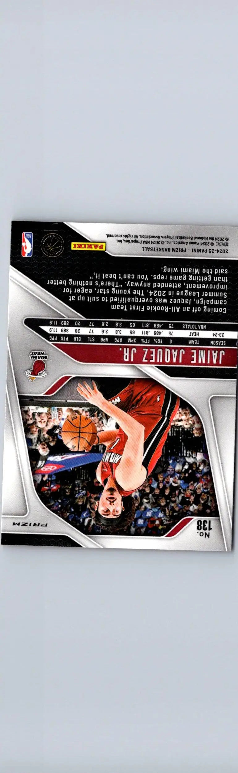 Basketball card of Jaime Jaquez Jr. from Panini Prizm with Prizms Orange Ice style