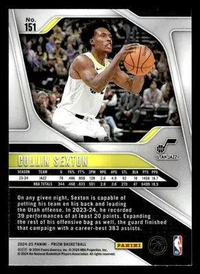 2024-25 Panini Prizm #151 Collin Sexton Base Utah Jazz - Basketball Card Single