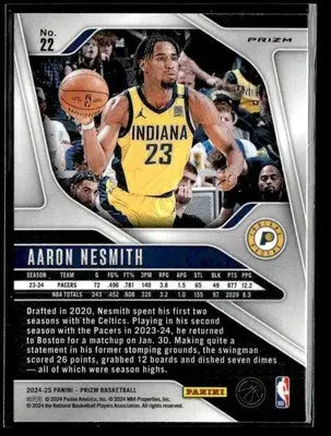 2024-25 Panini Prizm #22 Aaron Nesmith Silver Prizm Indiana Pacers - Basketball Card Single
