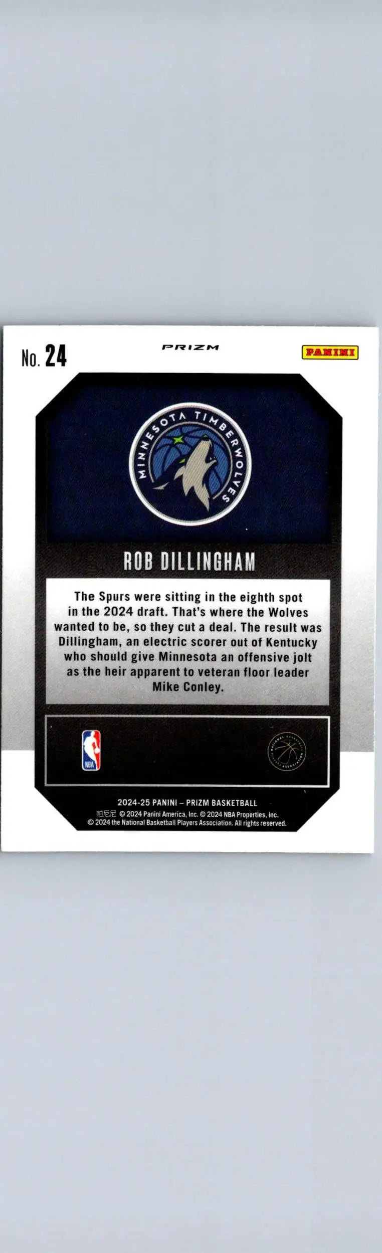 Basketball trading card of Rob Dillingham from 2024-25 Panini Prizm Emergent Prizms Green