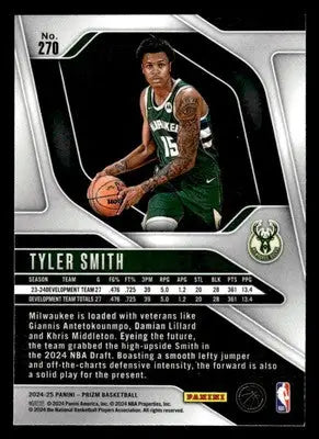 2024-25 Panini Prizm #270 Tyler Smith Base RC Milwaukee Bucks - Basketball Card Single