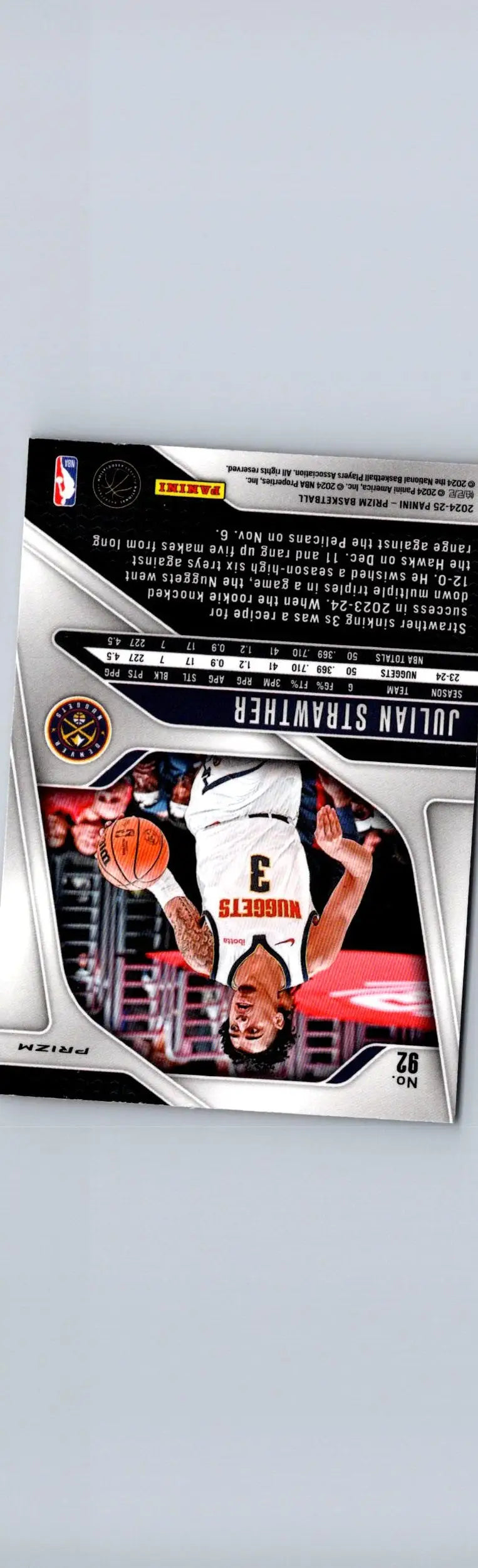 Julian Strawther basketball card from 2024-25 Panini Prizm Strawther Prizms Red Ice