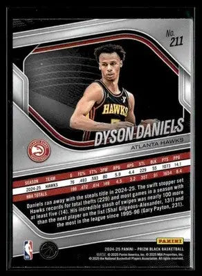 2024-25 Panini Prizm Black #211 Dyson Daniels Base Atlanta Hawks - Basketball Card Single
