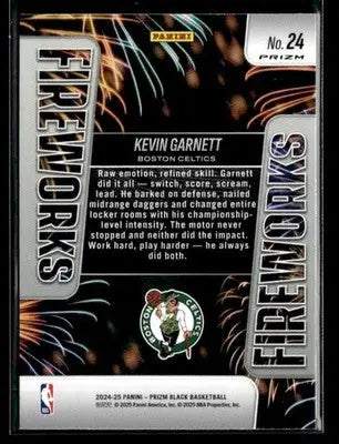 2024-25 Panini Prizm Black #24 Kevin Garnett Fireworks Silver Prizm Celtics - Basketball Card Single
