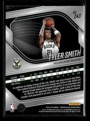 2024-25 Panini Prizm Black #243 Tyler Smith Base RC Milwaukee Bucks - Basketball Card Single