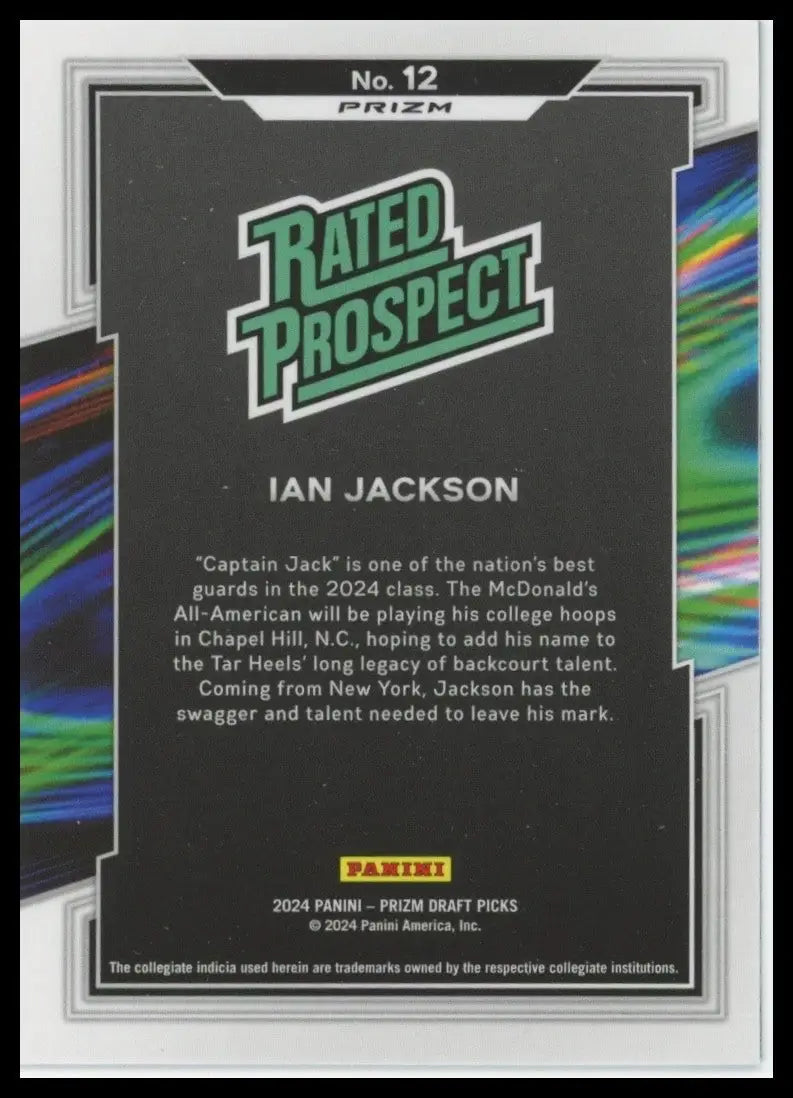 2024-25 Panini Prizm Draft Picks - Rated Prospect Ian Jackson #12 Green Prizm...