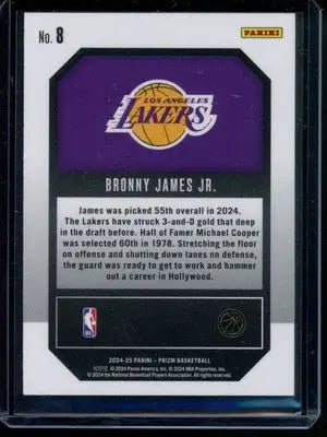 2024-25 Panini Prizm Emergent Bronny James Jr. #No. 8 RC Basketball - Basketball Card Single