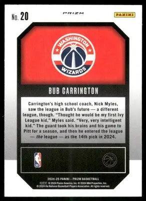 2024-25 Panini Prizm Emergent Bub Carrington #20 RC Basketball - Basketball Card Single