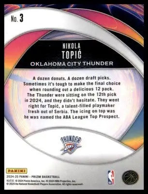 2024-25 Panini Prizm Instant Impact #3 Nikola Topic - Basketball Card Single