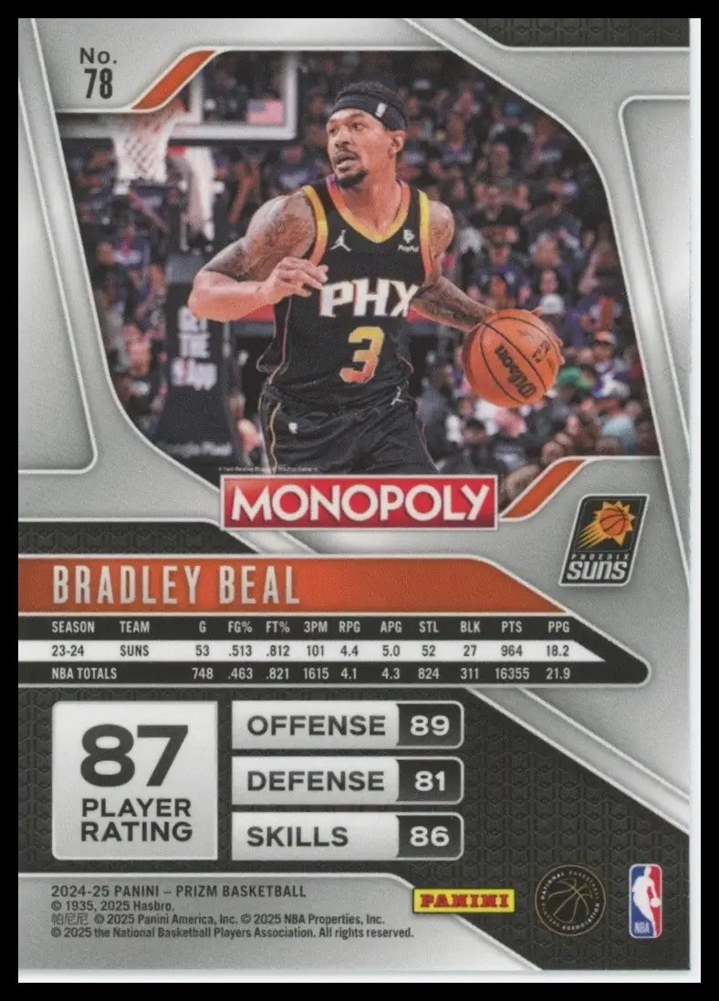 2024-25 Panini Prizm Monopoly Bradley Beal #78 Phoenix Suns Basketball Card NBA