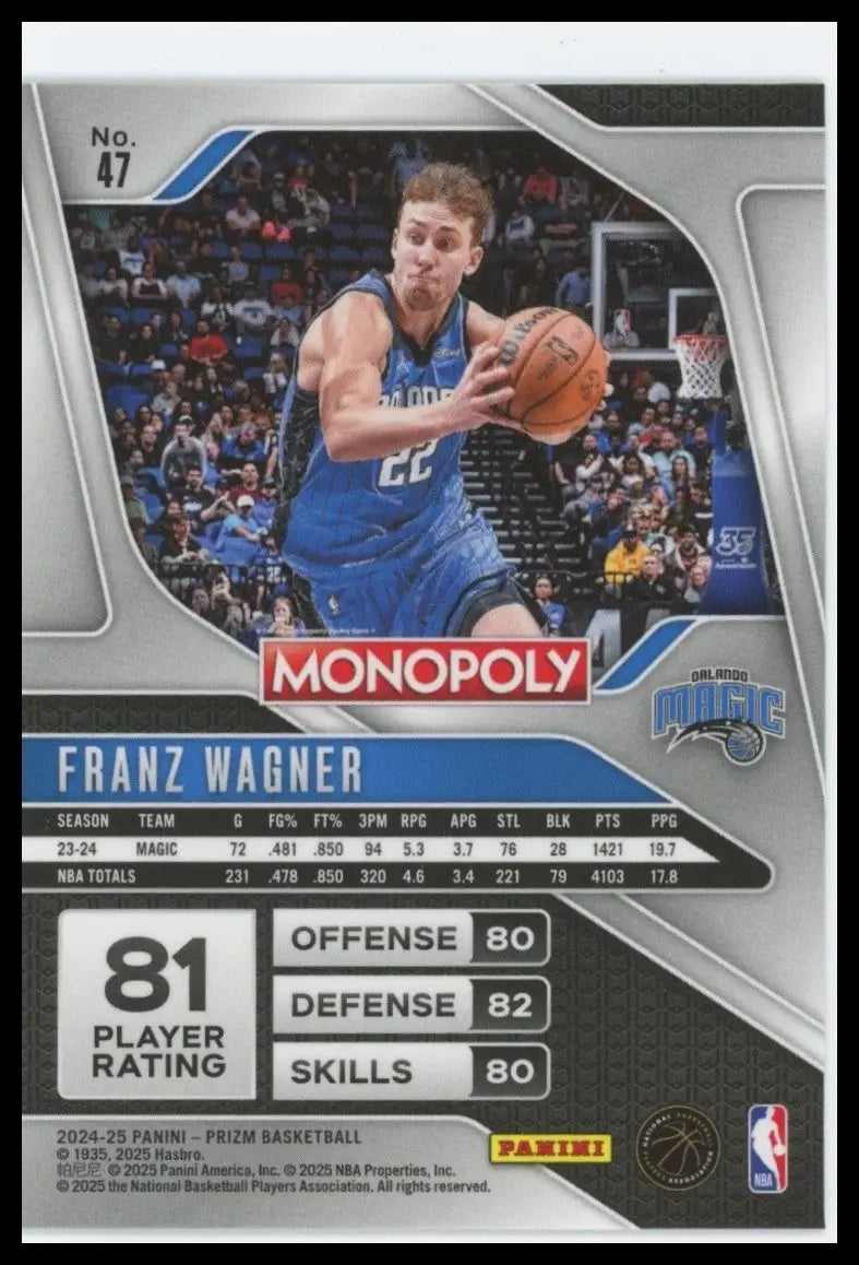 2024-25 Panini Prizm Monopoly Franz Wagner #47 Orlando Magic Basketball Card NBA