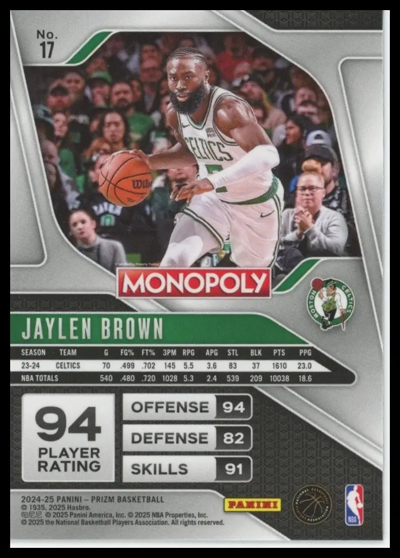 2024-25 Panini Prizm Monopoly Jaylen Brown #17 Boston Celtics Basketball Card - Basketball Card Single