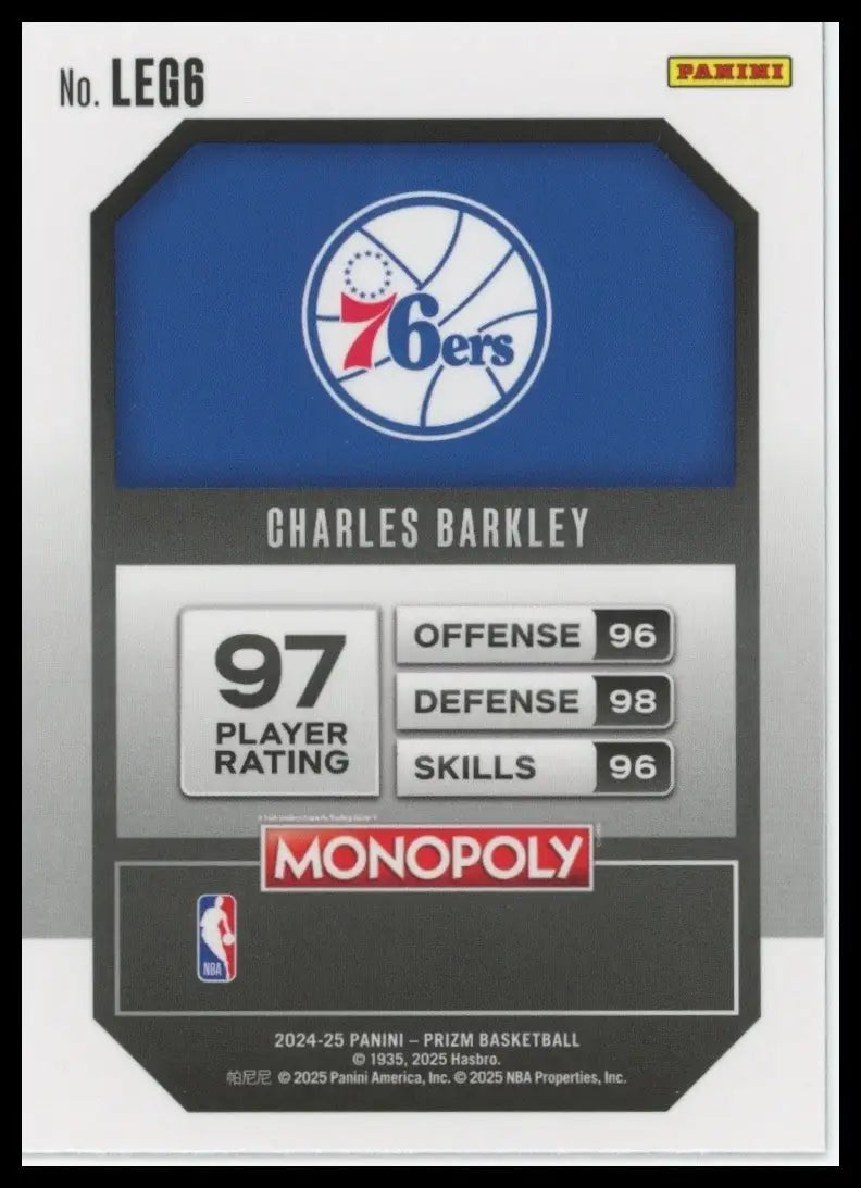 2024-25 Panini Prizm Monopoly Legends Charles Barkley #LEG6 Philadelphia 76ers - Basketball Card Single