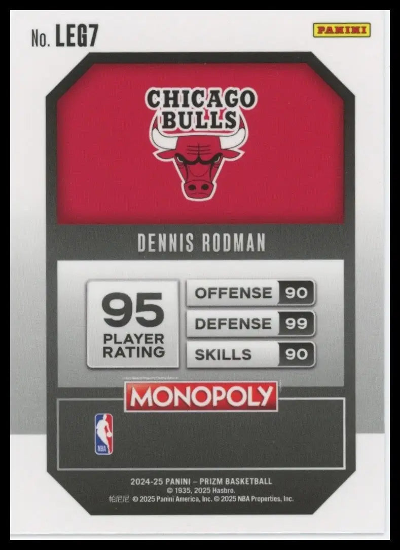2024-25 Panini Prizm Monopoly Legends Dennis Rodman #LEG7 Chicago Bulls Card NBA - Basketball Card Single