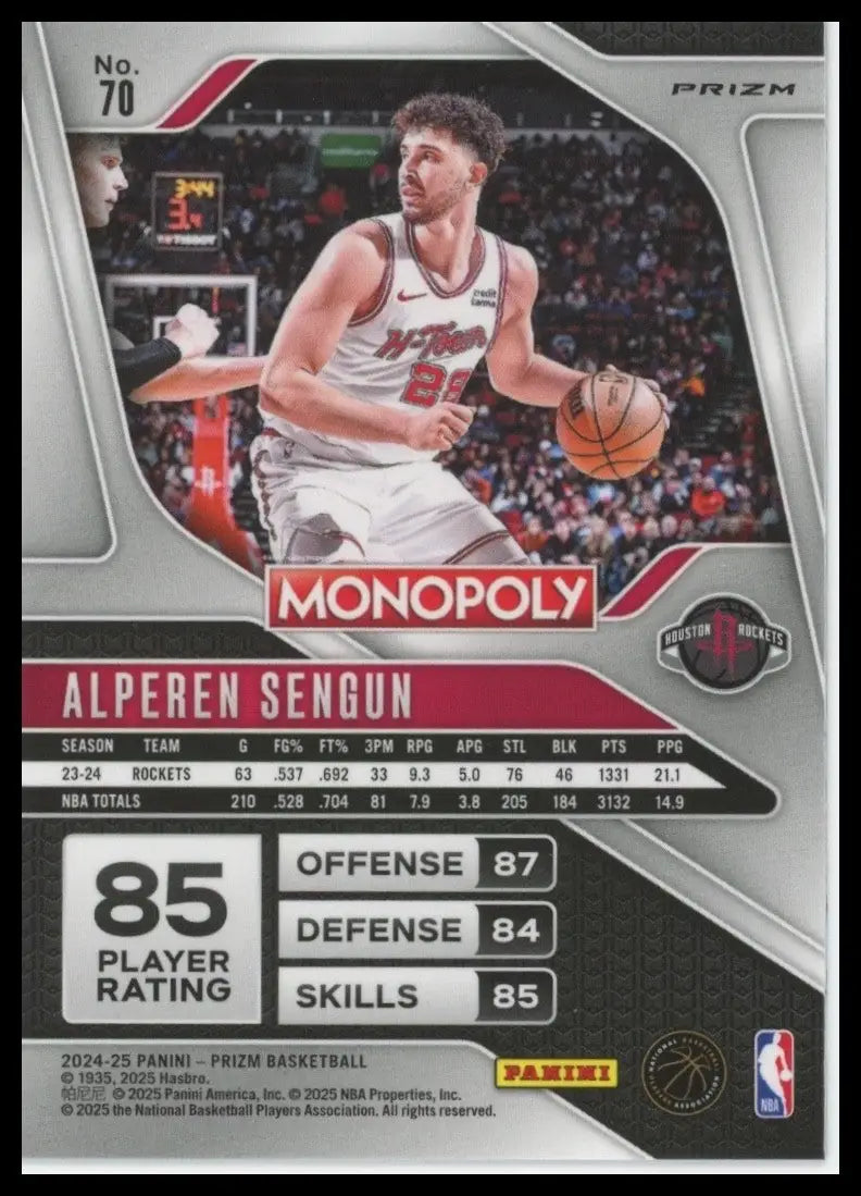 2024-25 Panini Prizm Monopoly Red Alperen Sengun #70 Houston Rockets Basketball