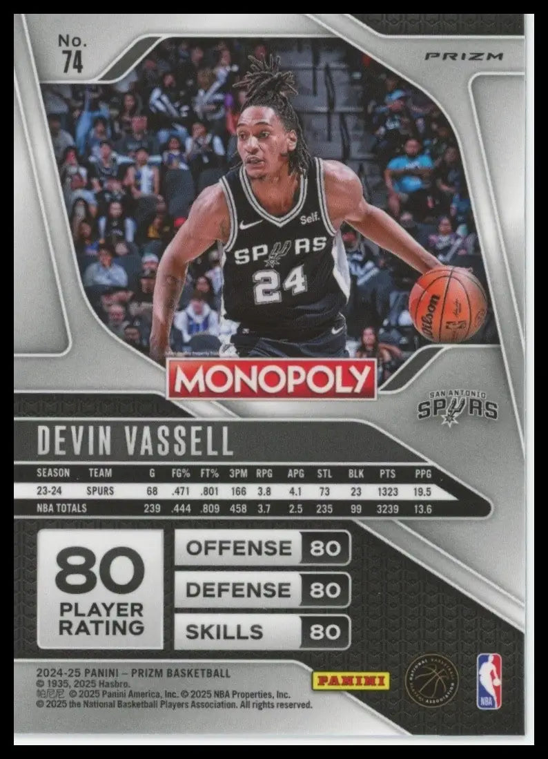 2024-25 Panini Prizm Monopoly Red Devin Vassell #74 San Antonio Spurs Basketball - Basketball Card Single