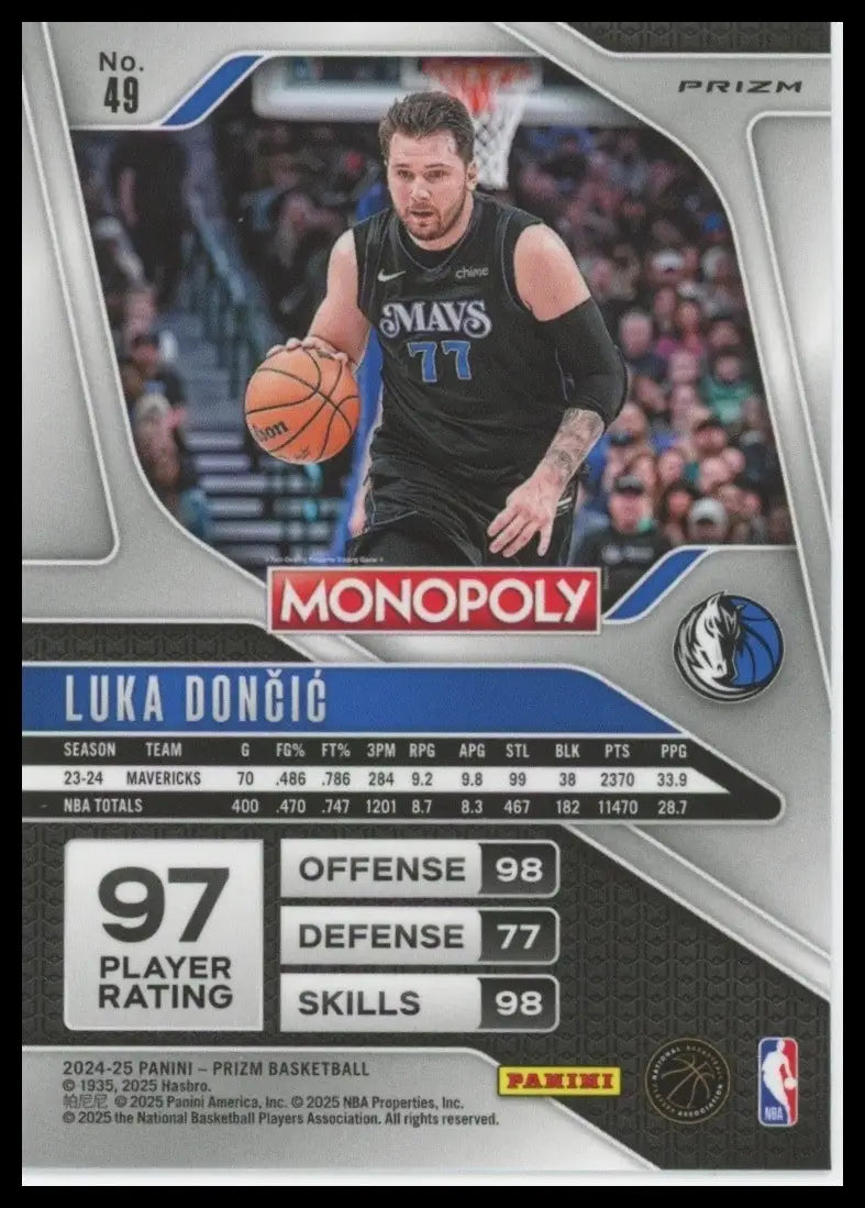 2024-25 Panini Prizm Monopoly Red Luka Doncic #49 Dallas Mavericks Basketball - Basketball Card Single
